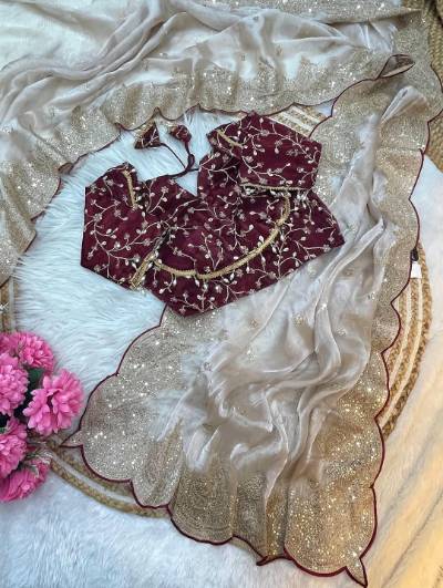 Afreen Fendy Chiffon Embroidery Saree