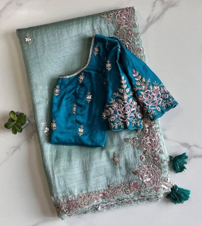 Pure Banarasi Tissue Saree with Embroidery