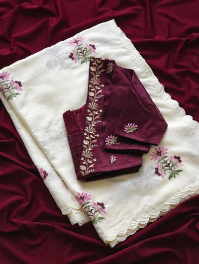 Varahi Soft Kota Cotton Saree with Multi Threads Work and Designer Cutwork