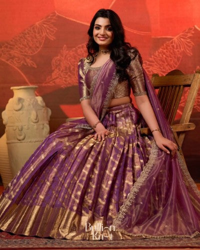 Urja Tissue Zari Lehenga Set in Purple