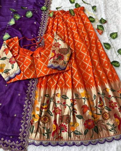 Soft Dola Silk Embroidered Lehenga Choli with Chinnon Silk Dupatta