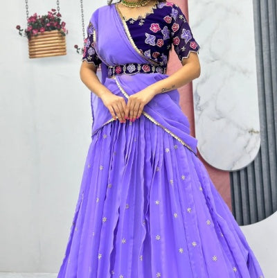 Embroidered Georgette Lehenga Choli with Dupatta