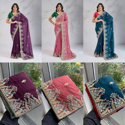 RCB Saree - Wedding Wear Embroidery Work Georgette Saree