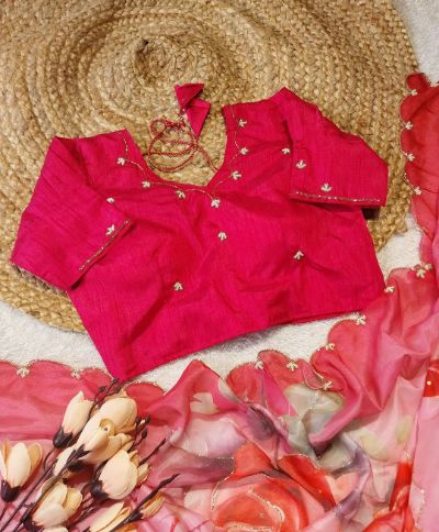 Pure Soft Teby Silk Saree with Digital Prints and Cutdana Work