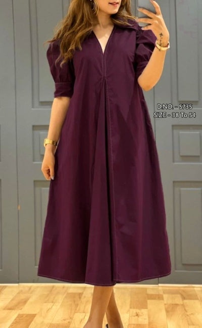 Beautiful Cotton Flared Kurti with Balloon Sleeves and Katha Work