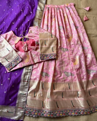 Muniya Border Paithani Lehenga with Matching Dupatta