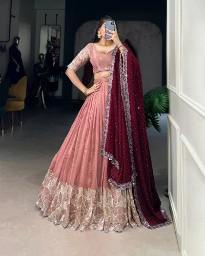 Wedding Collection Lehenga with Sequins and Thread Embroidery