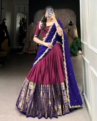 Tarika Narayan Pattu Zari Weaving Lehenga Choli
