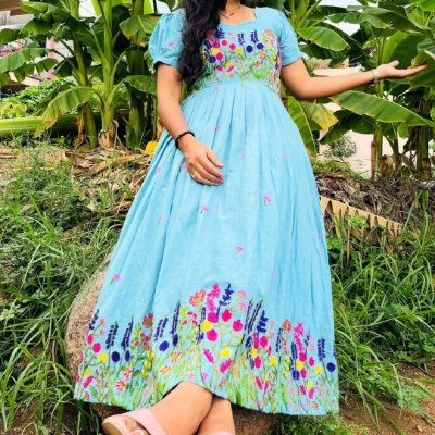 Blue Floral Maxi Dress