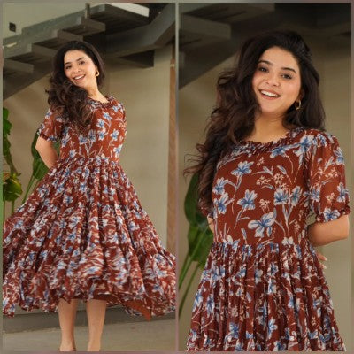 Premium Readymade Printed Georgette Gown