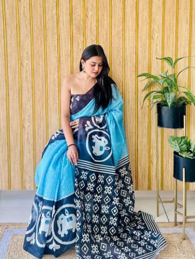 New Collection Linen Digital Print Saree