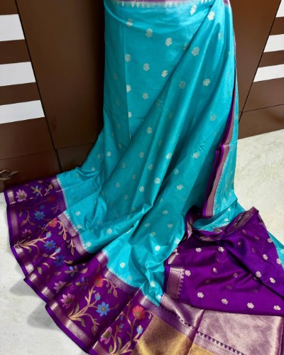 Banarasi Dupion Soft Silk Saree with Minakari Border and Jacquard Blouse