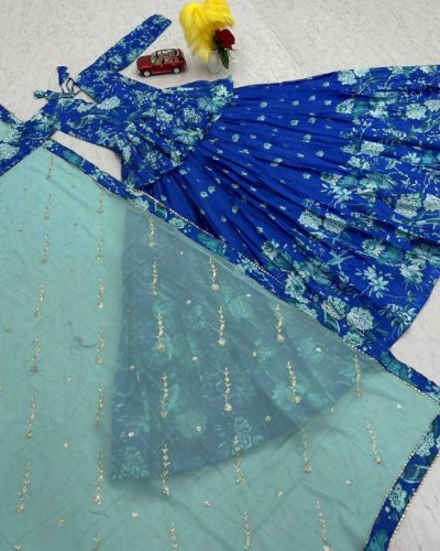 Chinon Digital Print Lehenga with Embroidery Sequence Dupatta