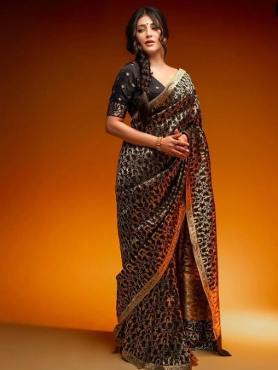 Banarasi Soft Silk Jaal Weaving Saree