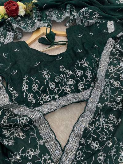 Soft Satin Organza Saree with Embroidery