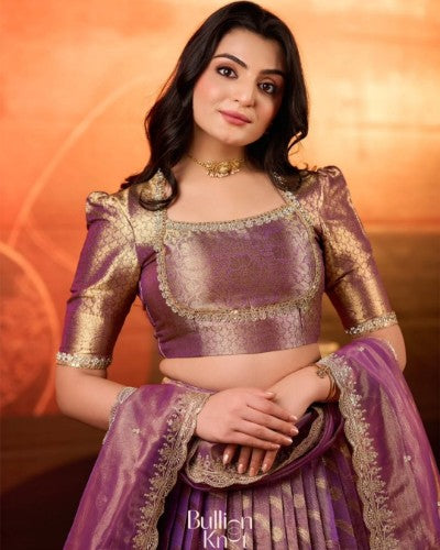Urja Tissue Zari Lehenga Set in Purple