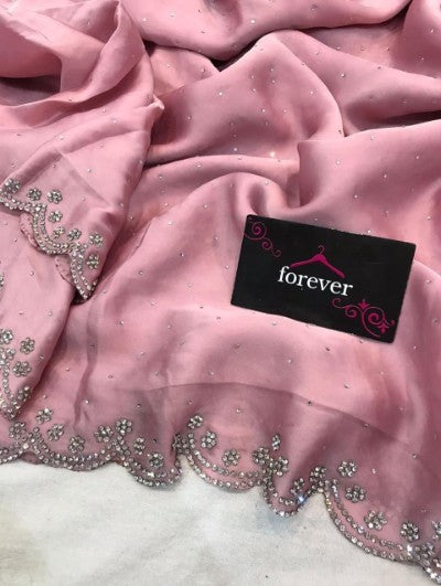 GVS MALAI MIRROR Chinon Crepe Saree