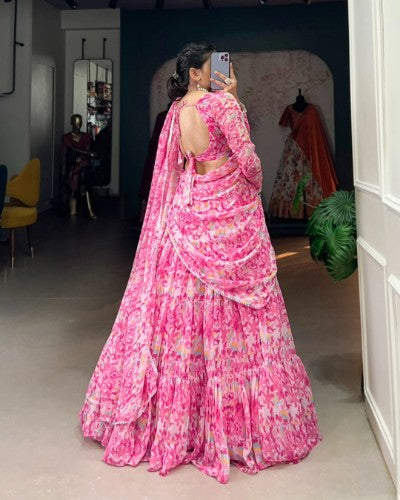 Georgette Printed Stitched Lehenga Choli with Dupatta