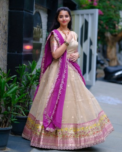 Zari Doriya Paithani Lehenga Dhavani