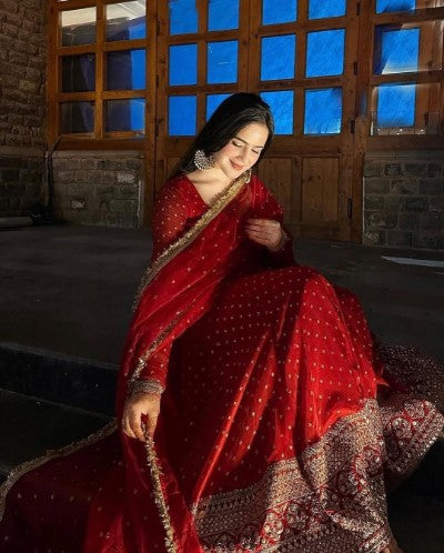 Georgette Embroidery Work Fully Stitched Suit