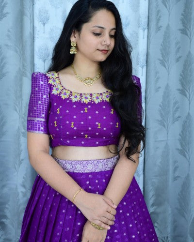 Banaras Silk Maggam Lehanga Set with Dupatta