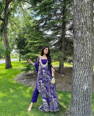 Loving Purple Anarkali Suit Set