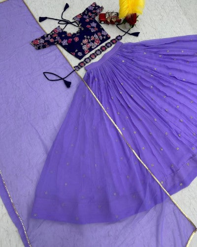 Embroidered Georgette Lehenga Choli with Dupatta