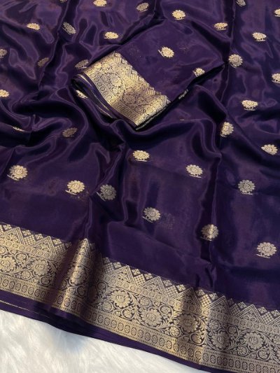 Pure Viscose Crepe Silk Saree with Viscose Crepe Silk Blouse