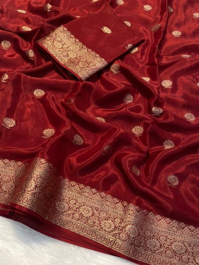 Pure Viscose Crepe Silk Saree with Viscose Crepe Silk Blouse