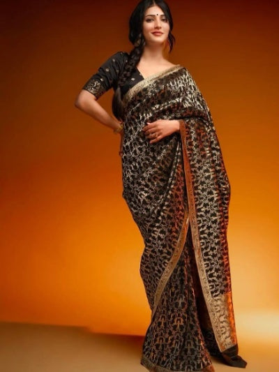 Banarasi Soft Silk Jaal Weaving Saree