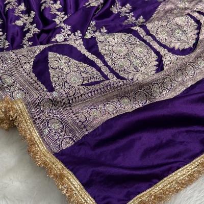 Banarasi Soft Mashru Katan Silk Saree with Hand Stone Work
