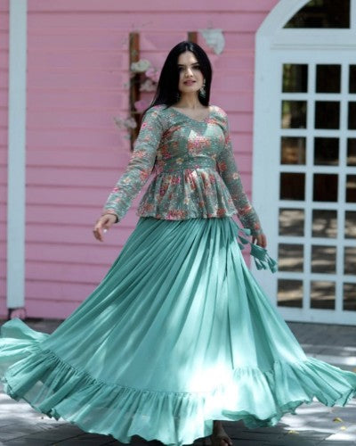 Premium Designer Sequins Embroidered Readymade Lehenga Choli Set