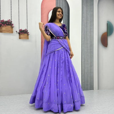 Embroidered Georgette Lehenga Choli with Dupatta