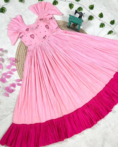 Sequined Embroidery Cotton Gown