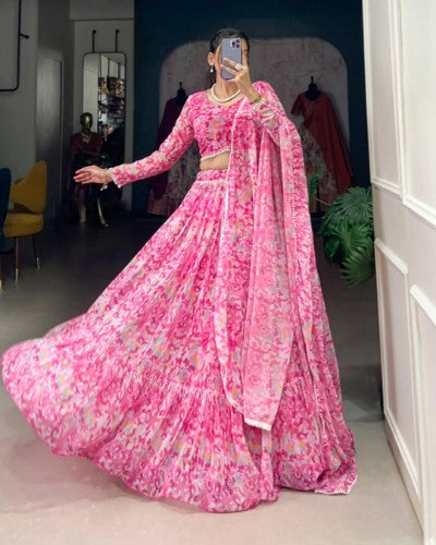Georgette Printed Stitched Lehenga Choli with Dupatta