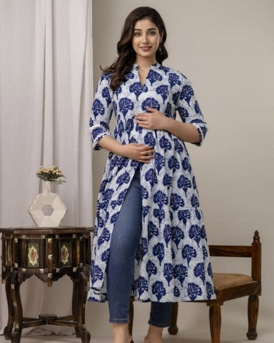 Cotton Printed Feeding Kurti with Side Zips (M to XXL)