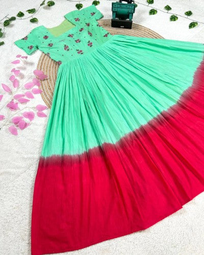 Sequined Embroidery Cotton Gown