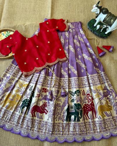 Premium Kids Lehenga - Animals, Bandhej & Leheriya Design