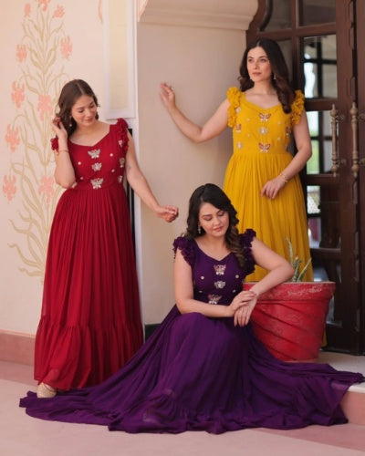 Premium Readymade Designer Embroidered Gown