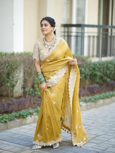 Premium Designer Saree with Embroidery Blouse