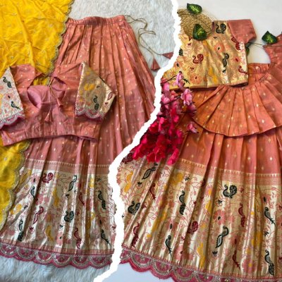 Peacock Beauty Mom Daughter Combo Paithani Lehenga