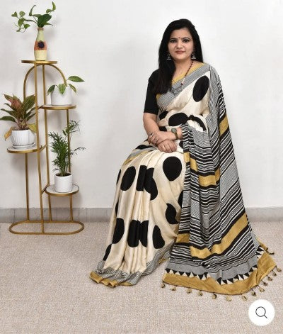 New Ajrakh Satin Silk Saree