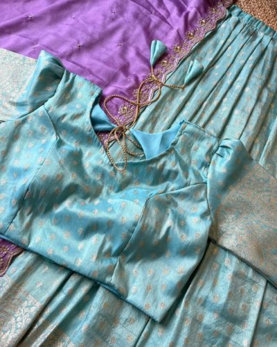 Tissue Silk Stitched Lehenga Choli with Chinnon Silk Dupatta