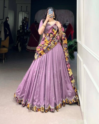 Varnika Lehenga Choli with Sequins and Kalamkari Print