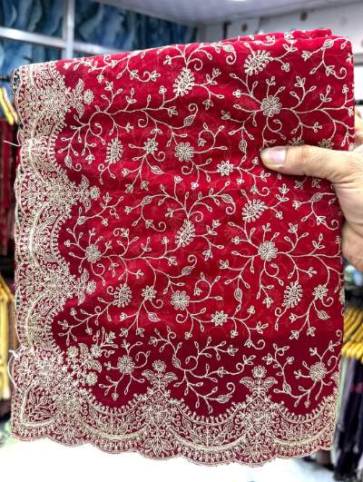 Heavy Zari Embroidery Bridal Saree