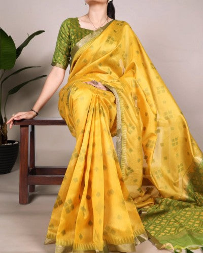 Jacquard Silk Patola Print Zari Weaving Saree