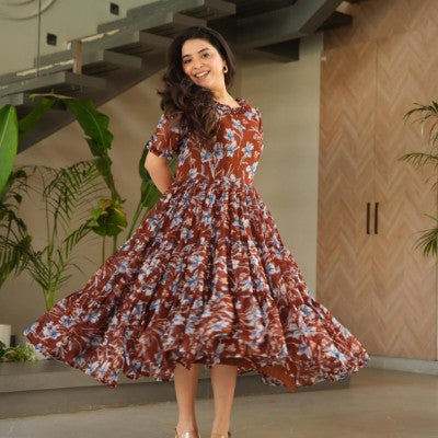 Premium Readymade Printed Georgette Gown