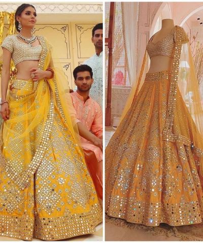 Yellow Heavy Mirror Lehenga