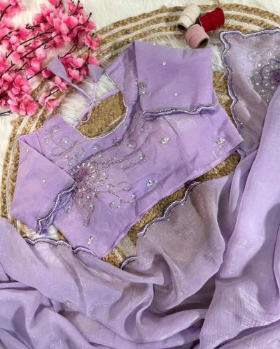 Vaishali Pure Soft Crunchy Silk Saree with Khatli Work Blouse