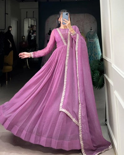 Silver Glory Sequins & Embroidery Gown with Dupatta